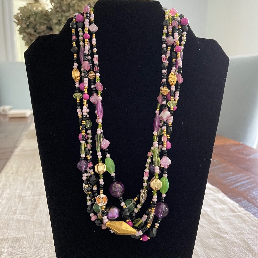 Beautiful Beaded Necklace With Hanging Back Tassel